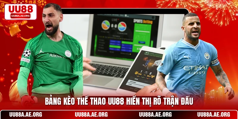 Bảng kèo thể thao UU88 hiển thị rõ trận đấu