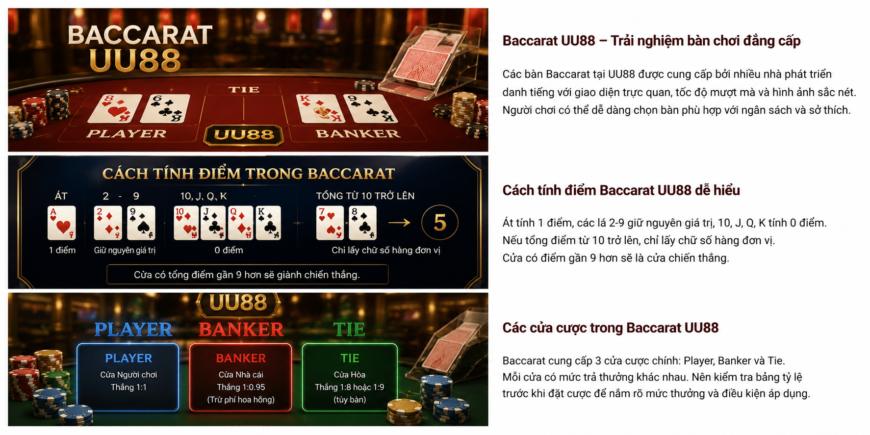 trải nghiệm trò chơi baccarat UU88